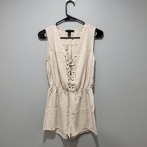Tan Lace-Up Romper